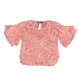 NWT Anthropologie Eva Franco Pink Floral Tropical Lace Blouse, Size M